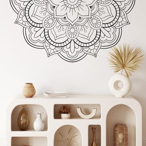 Gee Hut Boho Mandala Wall Decals Peel and Stick Black
