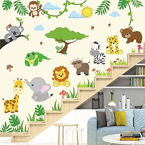 Supzone Jungle Wall Stickers for Kids Room Decor