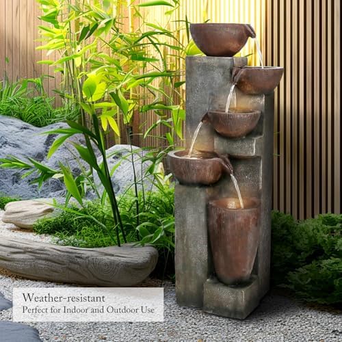SunJet 5-Tier Indoor Outdoor Water Fountain with LED Lights