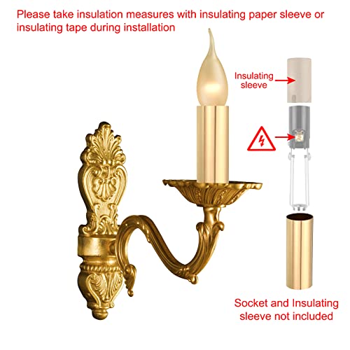 MECCANIXITY E12 Candle Socket Covers Gold Tone 12 Pcs