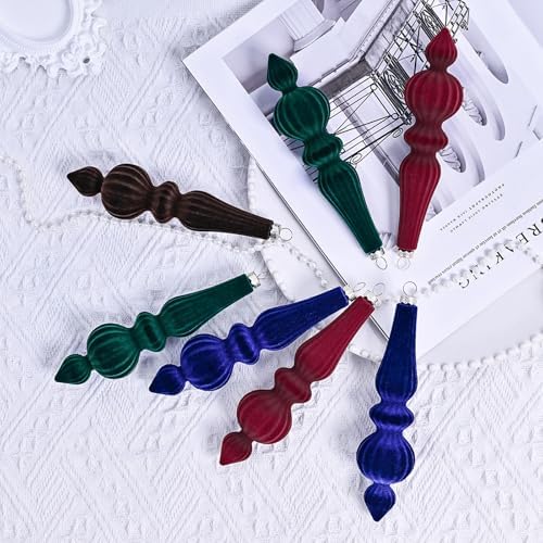 Ochine 6 Pcs Shatterproof Christmas Tree Finial Drop Ornaments