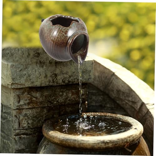 Kisangel Ceramic Jar Fountain Decor Outdoor Garden Bird Fountain