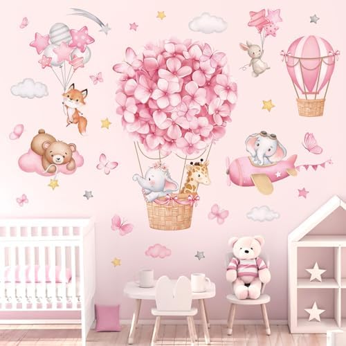 Wondever Animals Hot Air Balloon Wall Stickers for Kids Room