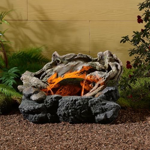 Outdoor Waterfall Fountain with LED Light and Natural Rocks