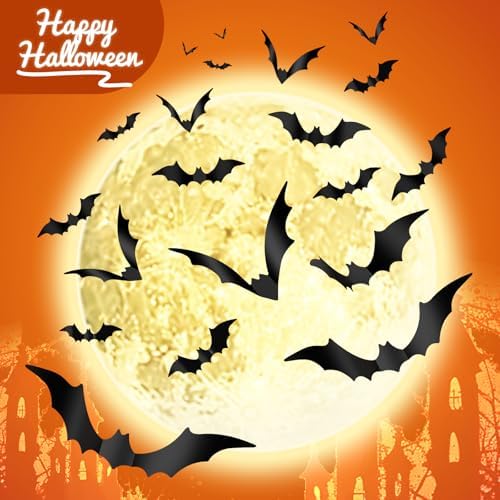 120 Piece Halloween Bat Decor Set Reusable