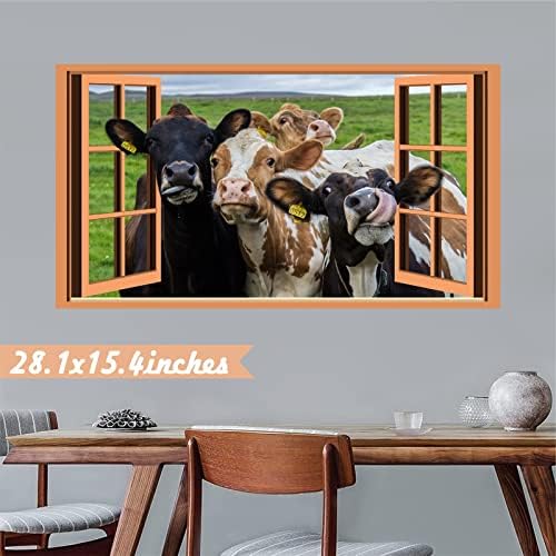 Funny 3D Cow Wall Decals for Home Decor