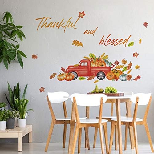 Thanksgiving Orange Truck Wall Decals with Maple Leaves