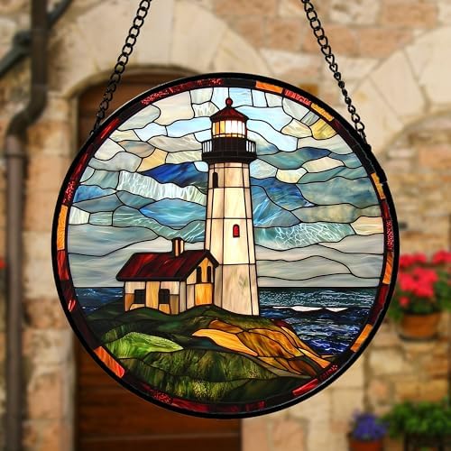 DASTOLL Stained Glass Window Hanging 118 in Blue Green Suncatcher