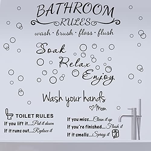 4 Piece Bathroom Wall Decals Set with Quotes