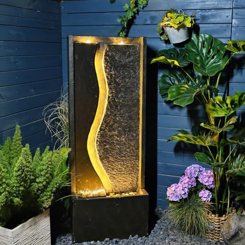 49 Inches Outdoor Water Fountain with LED Lights - Rusty Dark Gray