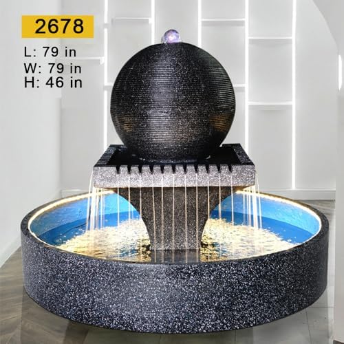 Contemporary Tiered Sphere Water Fountain with LED Lights