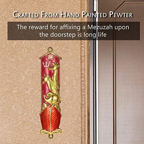 Matashi Hand Painted Mezuzah with Gold and Crystals