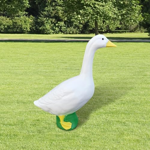 Large White Goose Statue 17 Inch Resin Garden Decor