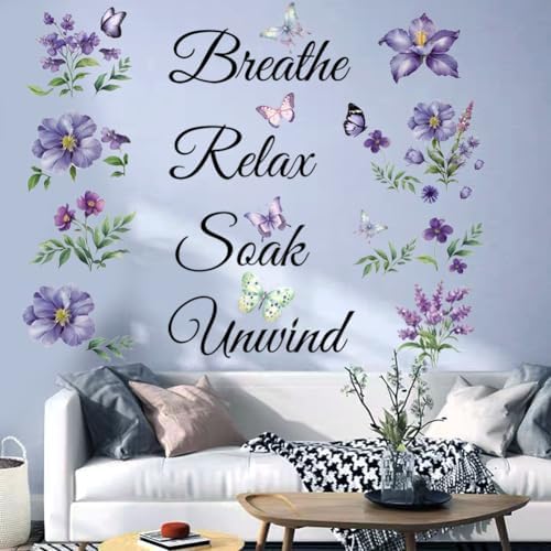 Datesno Inspirational Quotes Wall Decal Breathe Relax Soak Unwind