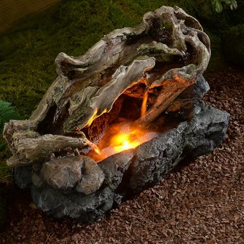 Outdoor Waterfall Fountain with LED Light and Natural Rocks