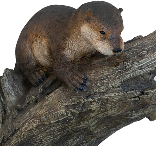 Whimsical Otter Water Fountain with Light and Pump Brown