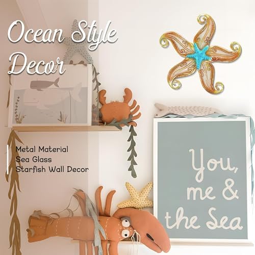 POXOHO Metal Starfish Wall Decor 12 Inch Nautical