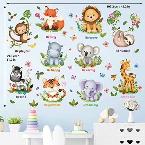 DECOWALL DS12-8074 Baby Animals and Quote Wall Stickers for Kids Education
