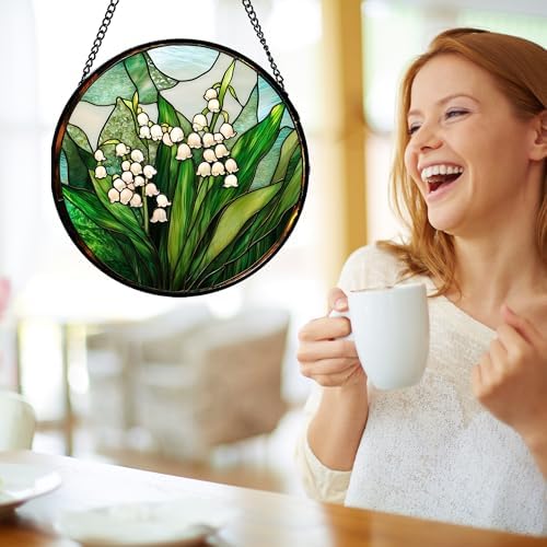 Stained Glass Window Hanging Suncatcher Lily of the Valley 63 in