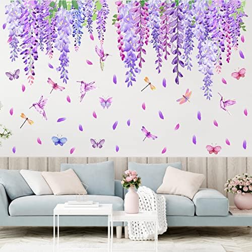 Barri Design Summer Purple Wisteria Wall Decals