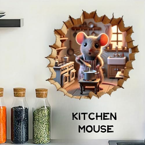 NEXIHOO 3D Mouse Hole Wall Decals Set of 4