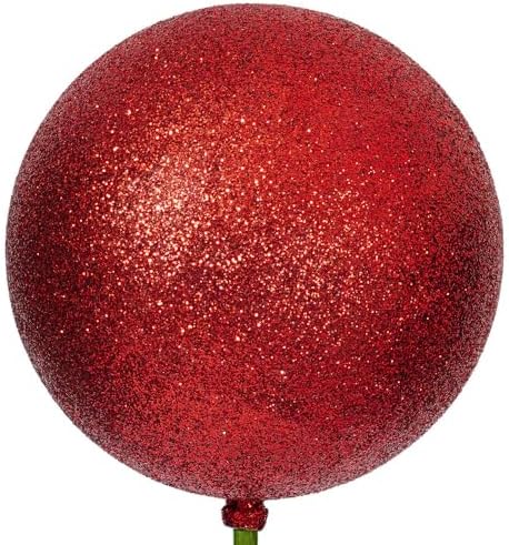 Vickerman 4 Inch Red Glitter Ball Ornament Stick 6Bag