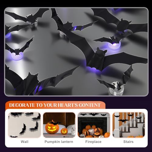 Halloween 3D Lighted Bats Wall Decor
