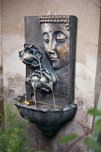 Cheng Pin Outdoor Zen Water Fountain Buddha Statue Wall Mount
