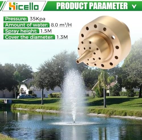 1 Inch Brass Fountain Nozzle - 15M Spray Height 13M Coverage
