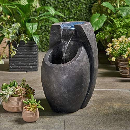 Serene Outdoor Floor Fountain with LED Lights and Weather Resistance