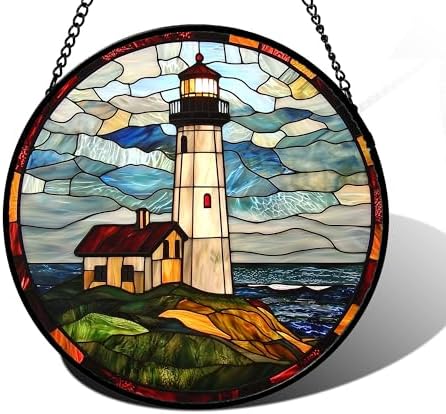 DASTOLL Stained Glass Window Hanging 118 in Blue Green Suncatcher