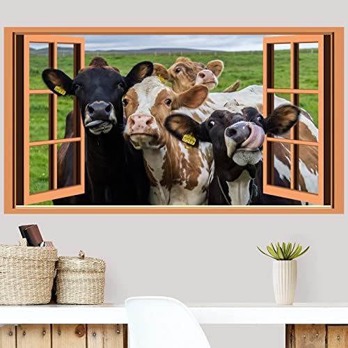 Funny 3D Cow Wall Decals for Home Decor