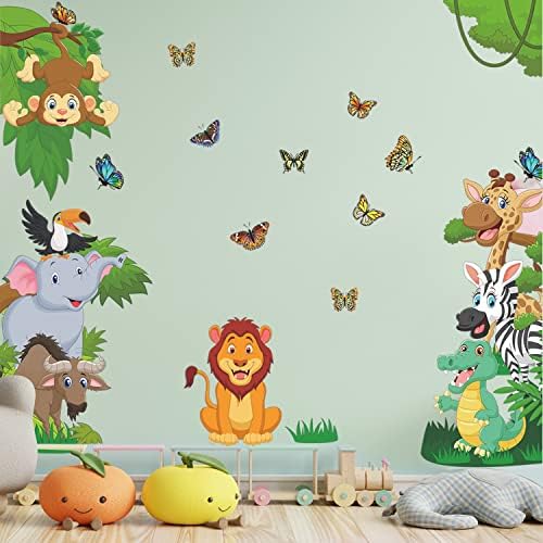Supzone Jungle Animals Wall Stickers for Kids Bedroom Decor
