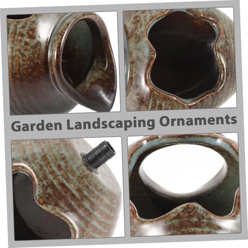 Kisangel Ceramic Jar Fountain Decor Outdoor Garden Bird Fountain