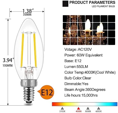 Energetic Dimmable E12 LED Candelabra Light Bulb Pack of 8