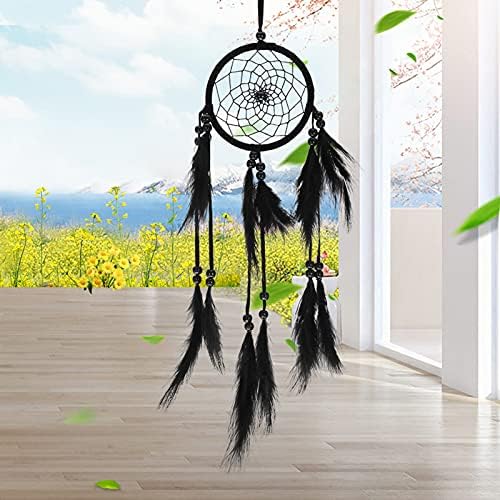 Feather Dream Catcher Handmade Macrame Wall Hanging Decor Black