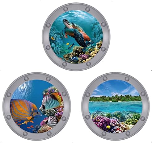 3PCS Ocean Animal Wall Stickers - Fish Turtle Coral Decor