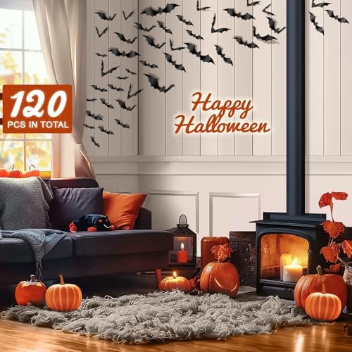 120 Piece Halloween Bat Decor Set Reusable