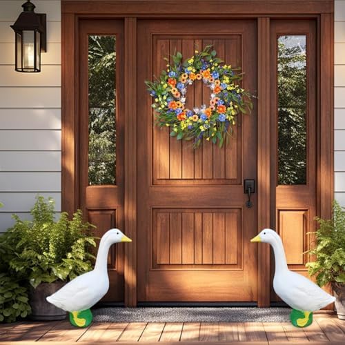 Large White Goose Statue 17 Inch Resin Garden Decor
