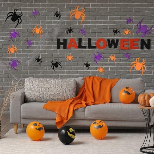 Geelin 60 Pcs Halloween Spider Wall Stickers