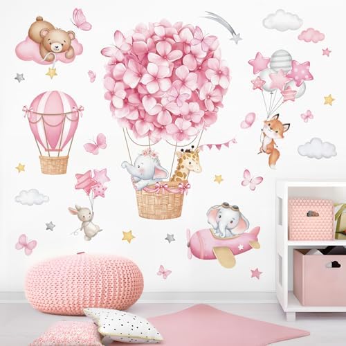 Wondever Animals Hot Air Balloon Wall Stickers for Kids Room