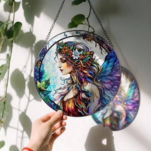 LAOWEIKI 8 Inch Fairy Suncatcher Window Hanging