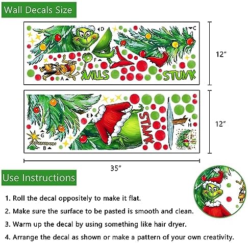 Yovkky Christmas Wall Decals Stickers for Home Bedroom Kitchen