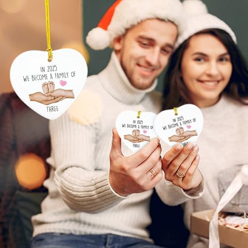 2025 Family of Three Christmas Ornament Heart Plaque