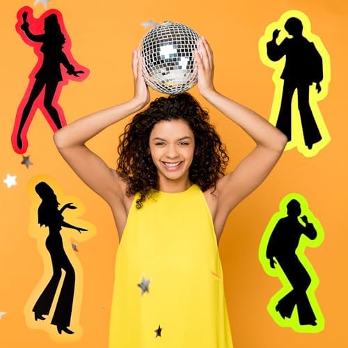 12 Piece 70s 80s Retro Dance Silhouettes Wall Stickers