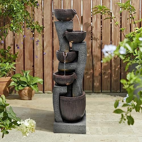 SunJet 437 Inch Modern Water Fountain with 5 Tiers and Lights