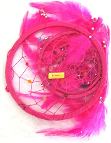 OMA Pink Dream Catcher with Feathers and Beads LARGE SIZE
