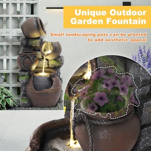 MAGIC UNION 4-Tier Water Fountain with LED Lights and Pump