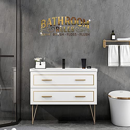 3D Acrylic Mirror Wall Sticker Gold Bathroom Rules