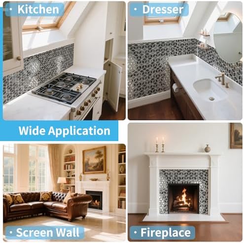 Art3d 10-Sheet Peel and Stick Backsplash Tiles Graphite Gray